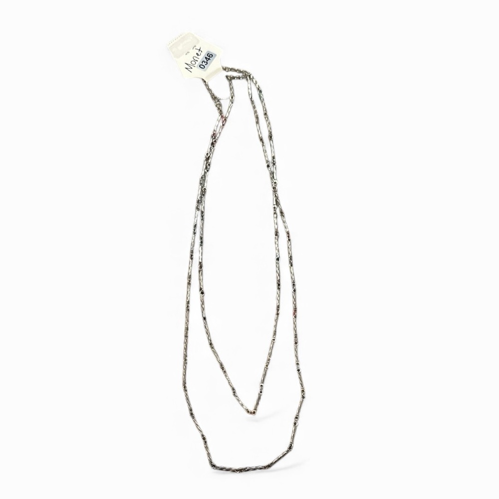MONET Elegant Vintage Silver Swirled Links Necklace 28”
